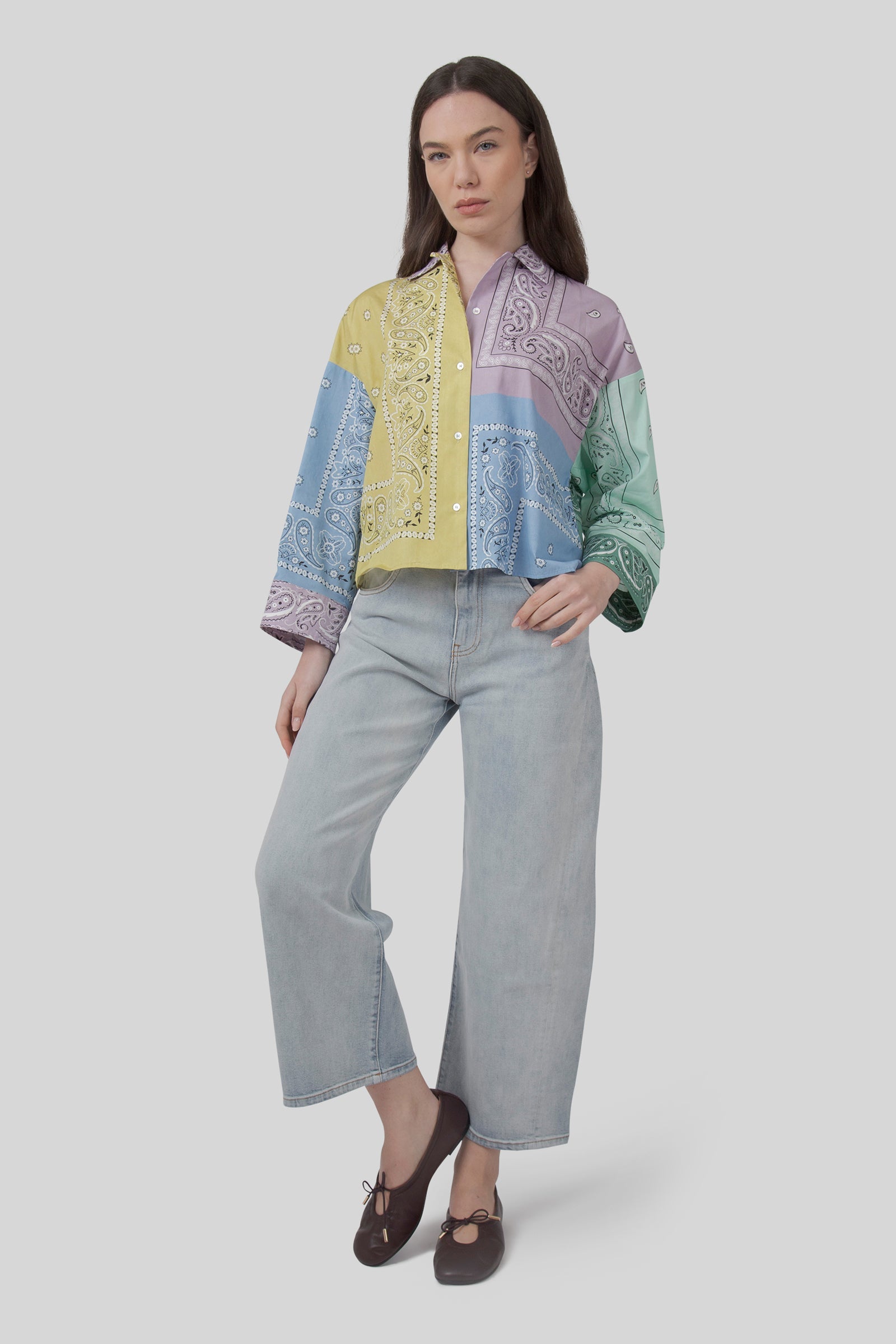 Lampone Patch Bandana Poplin Shirt