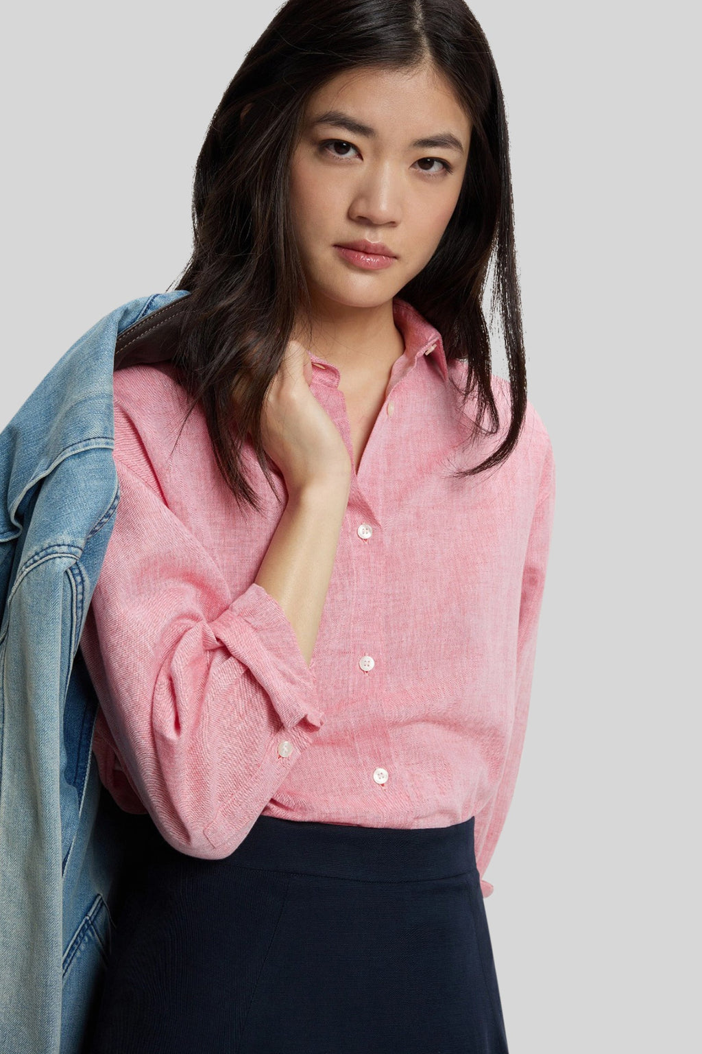 Cotton And Linen Blend Boyfriend Shirt