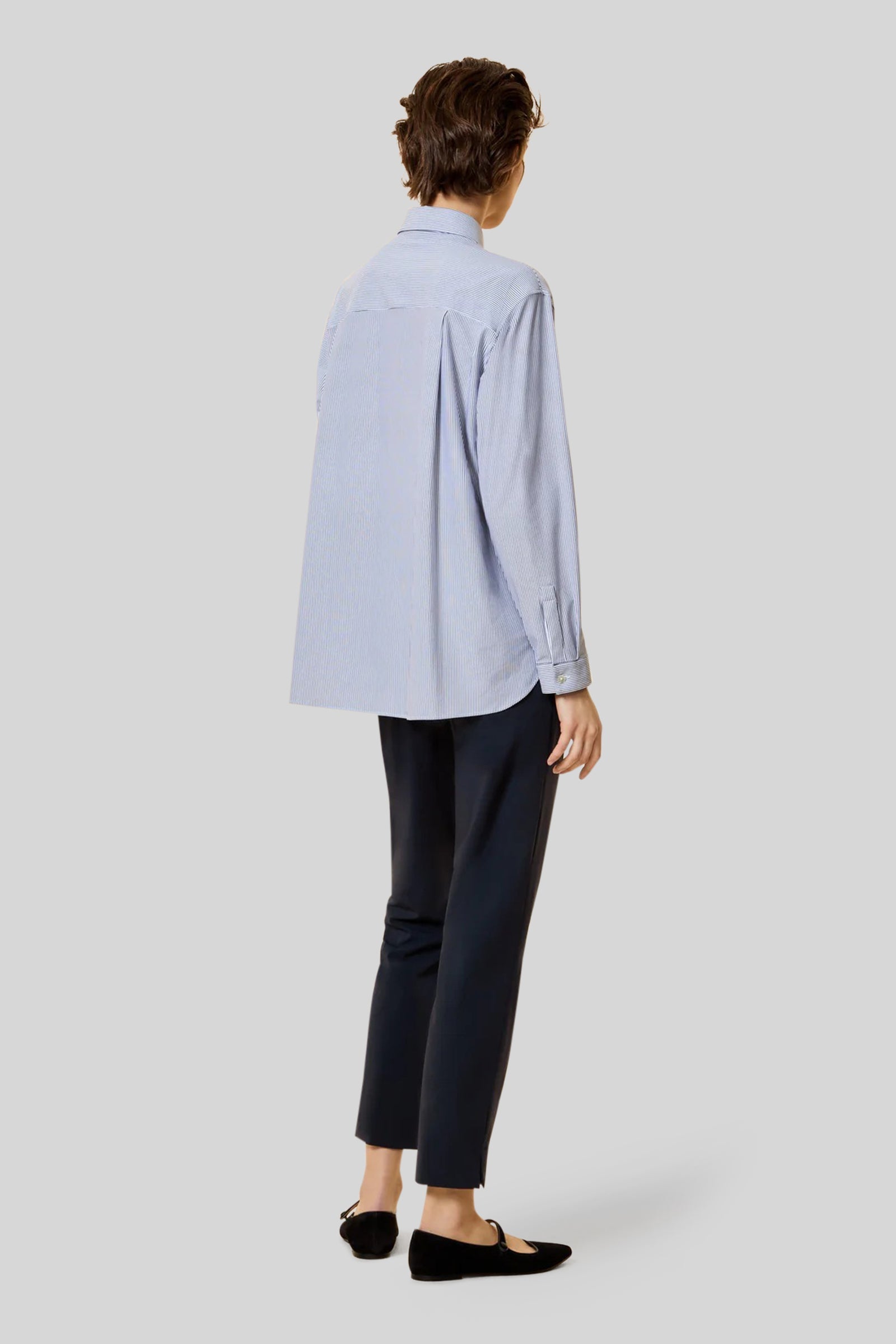 Oxford Jacquard Stripe Boyfriend Wom Shirt
