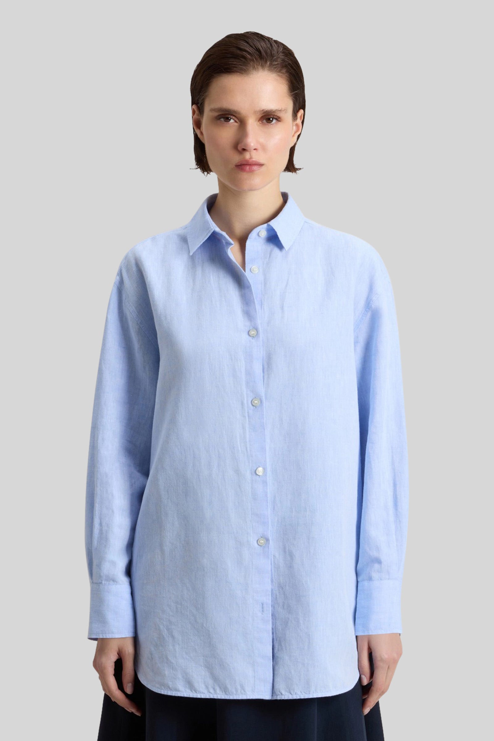 Cotton And Linen Blend Boyfriend Shirt
