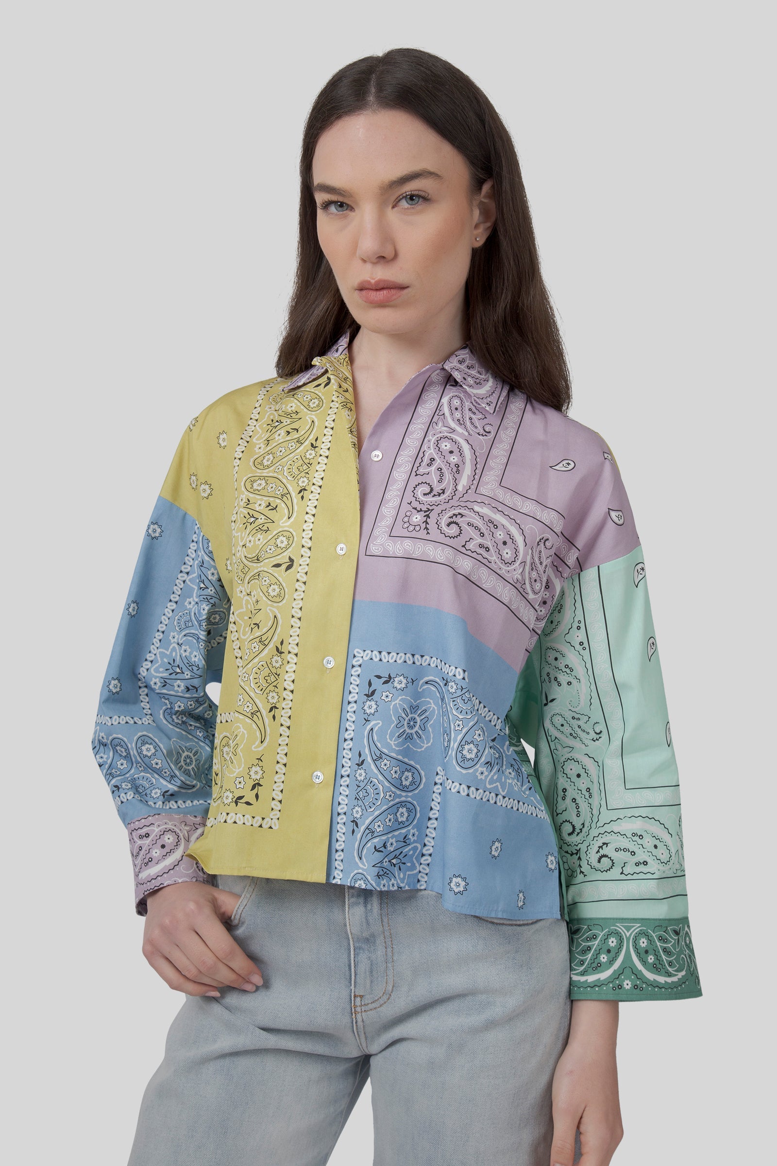 Lampone Patch Bandana Poplin Shirt