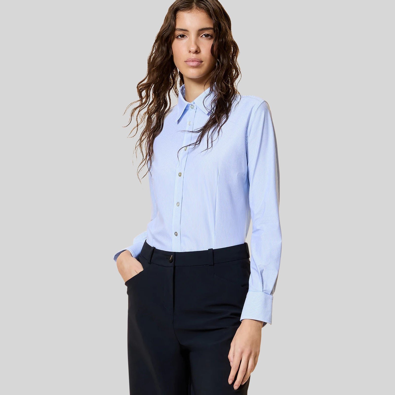 Oxford Jacquard Stripe Wom Shirt