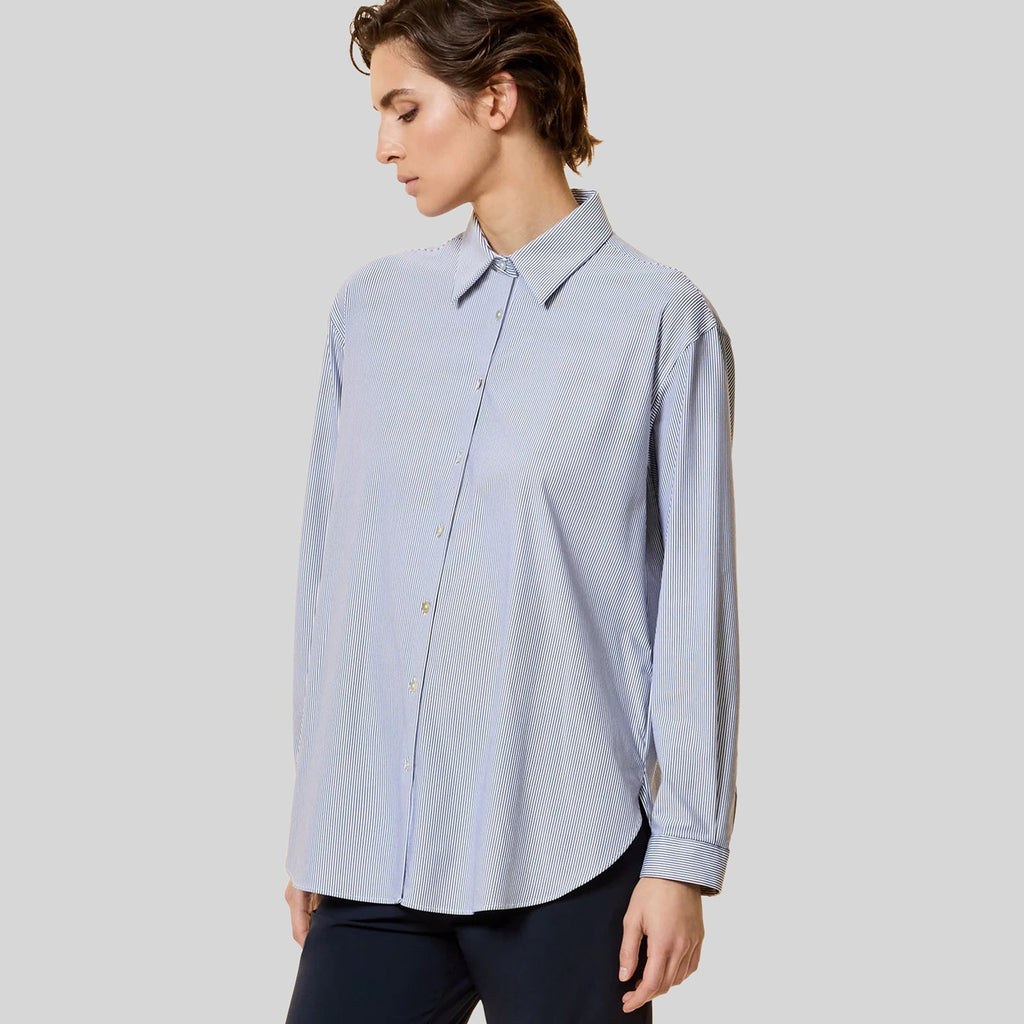 Oxford Jacquard Stripe Boyfriend Wom Shirt