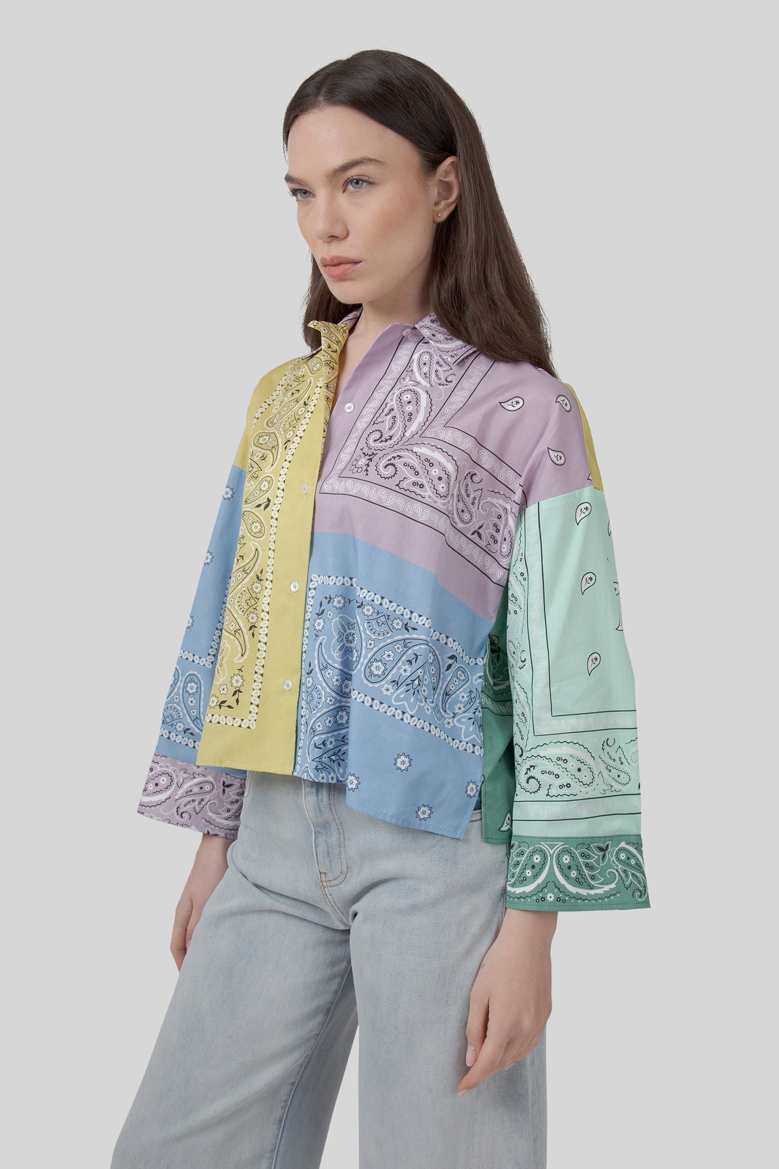 Lampone Patch Bandana Poplin Shirt