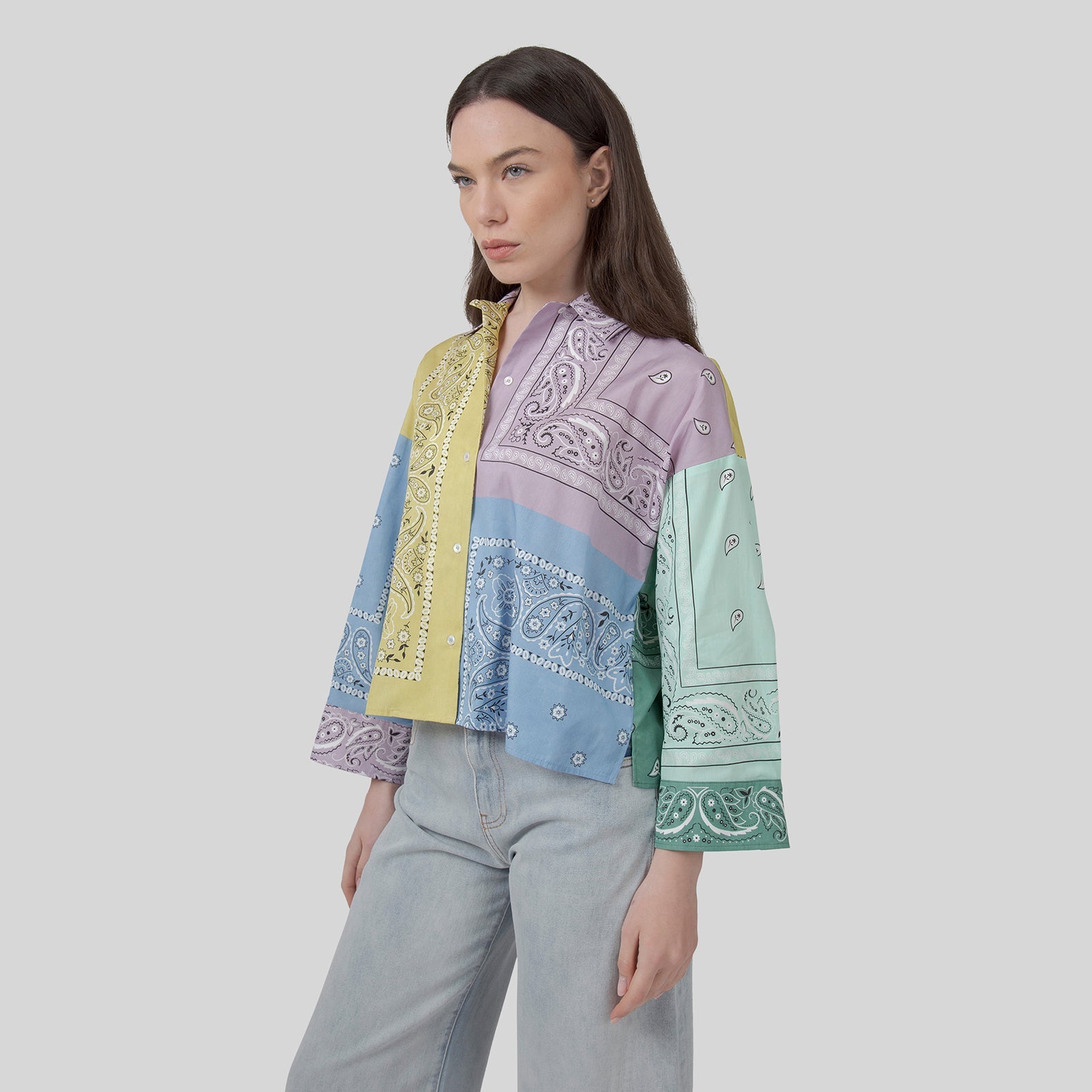 Lampone Patch Bandana Poplin Shirt